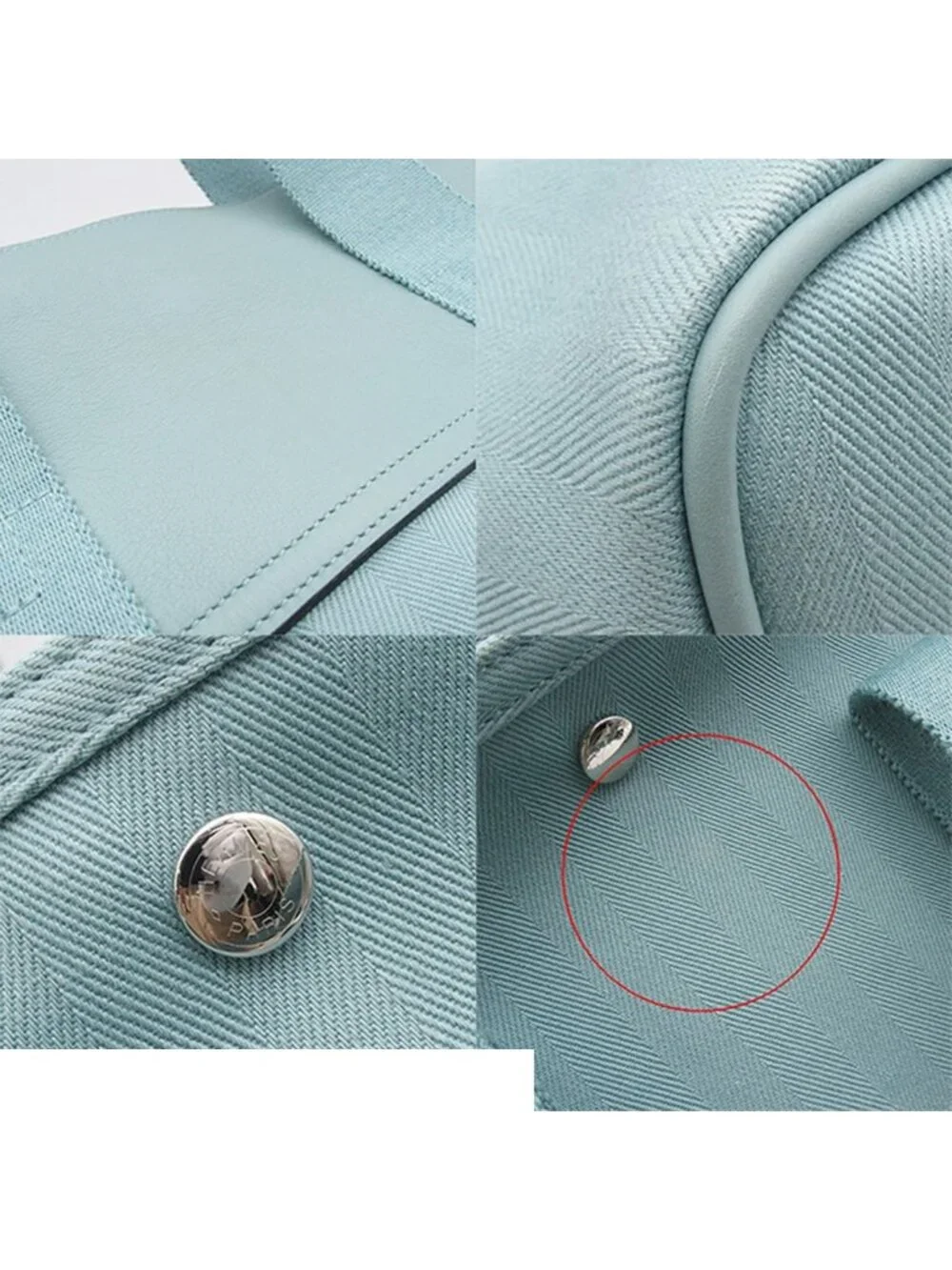 Hermes Valparaiso MM Ciel Silver Toile Chevron Gummy Handbag